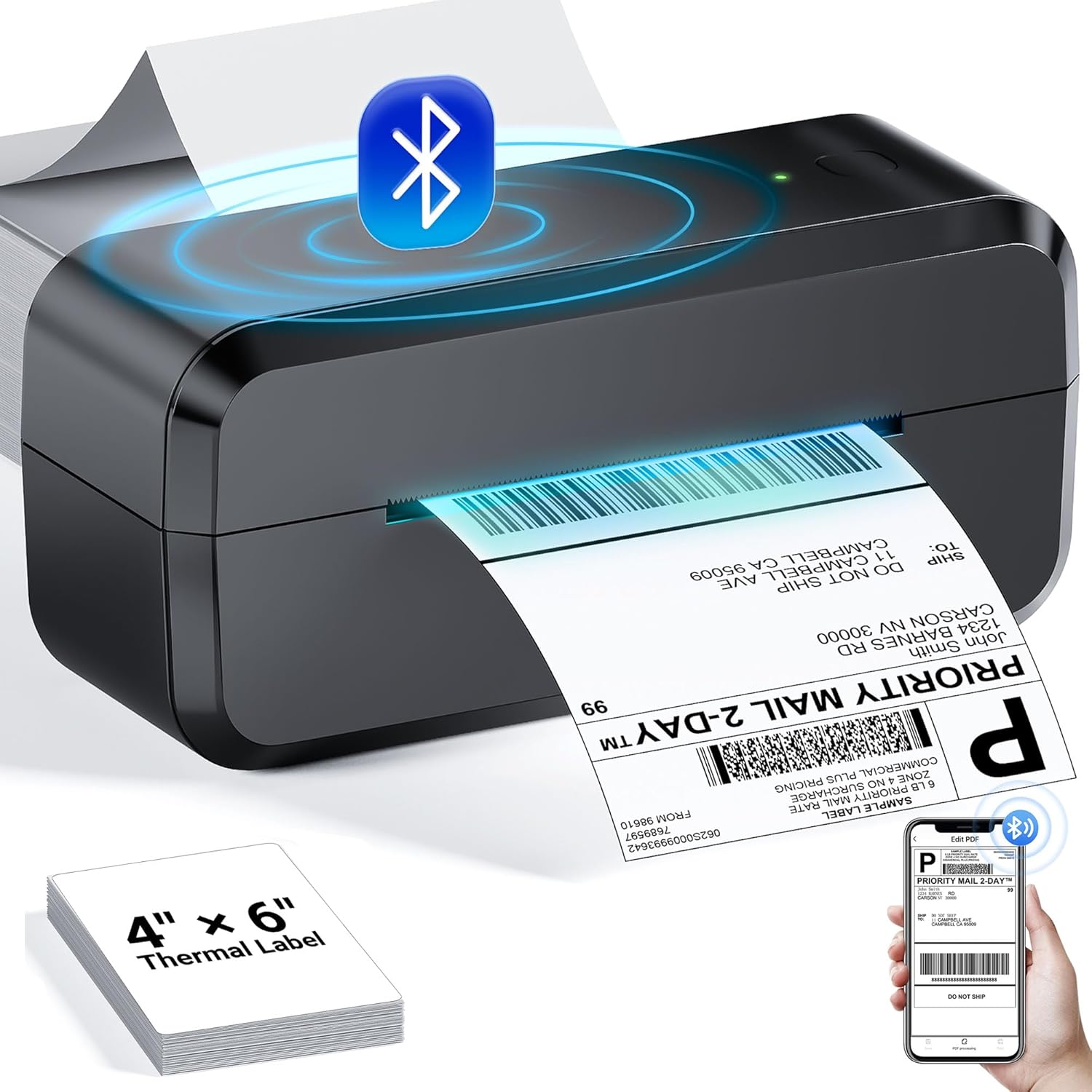 Wireless 4x6 Bluetooth Label Printer for Shipping
