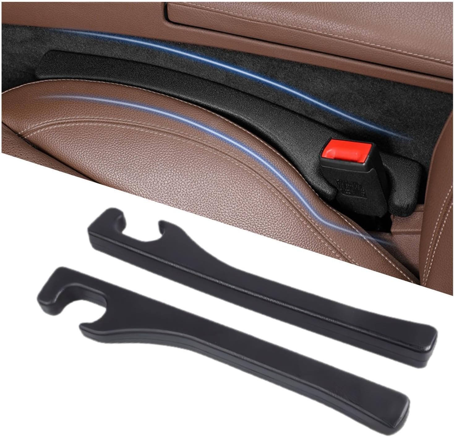 Car Seat Gap Filler 2 Pack, Universal Fit PU Leather
