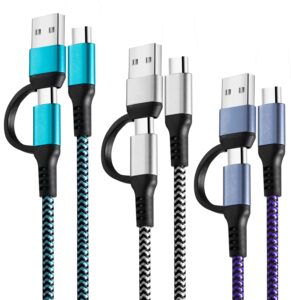 60W 3-Pack USB-C Cables, 6ft Fast Charging