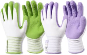 Bamboo Gardening Gloves 6pr, Green & Purple (M)