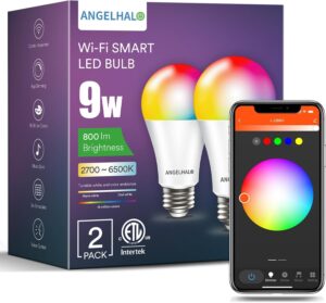 ANGELHALO Smart Bulbs 16M Colors Alexa Google 2-Pack