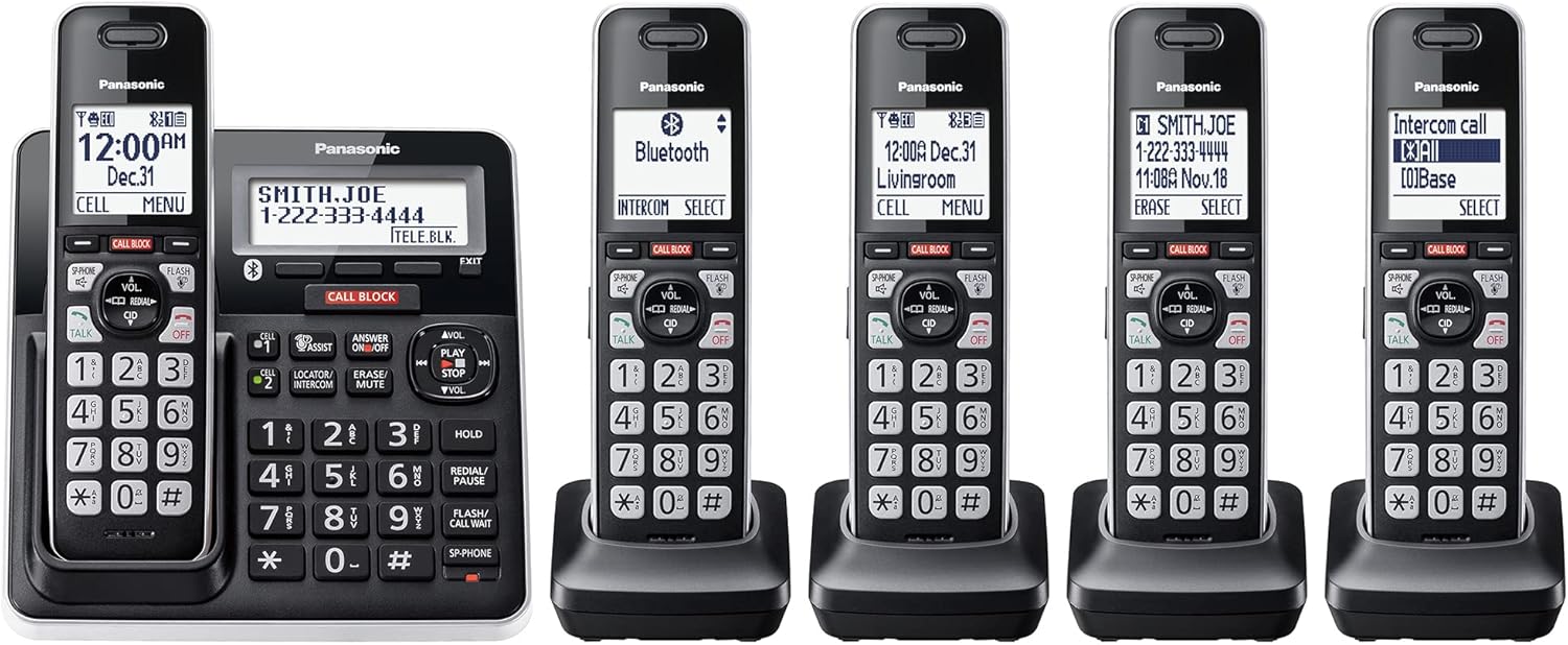 Panasonic KX-TGF975B Cordless Phone, 5 Handsets