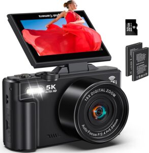5K 75MP WiFi Vlog Camera with 18X Zoom