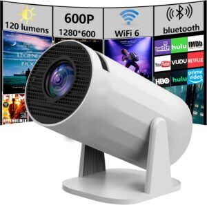 Portable WiFi/Bluetooth projector, auto-calibration, rotatable, outdoor
