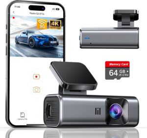 4K Dash Cam w/5G WiFi, 64GB, Night Vision, Parking Monitor