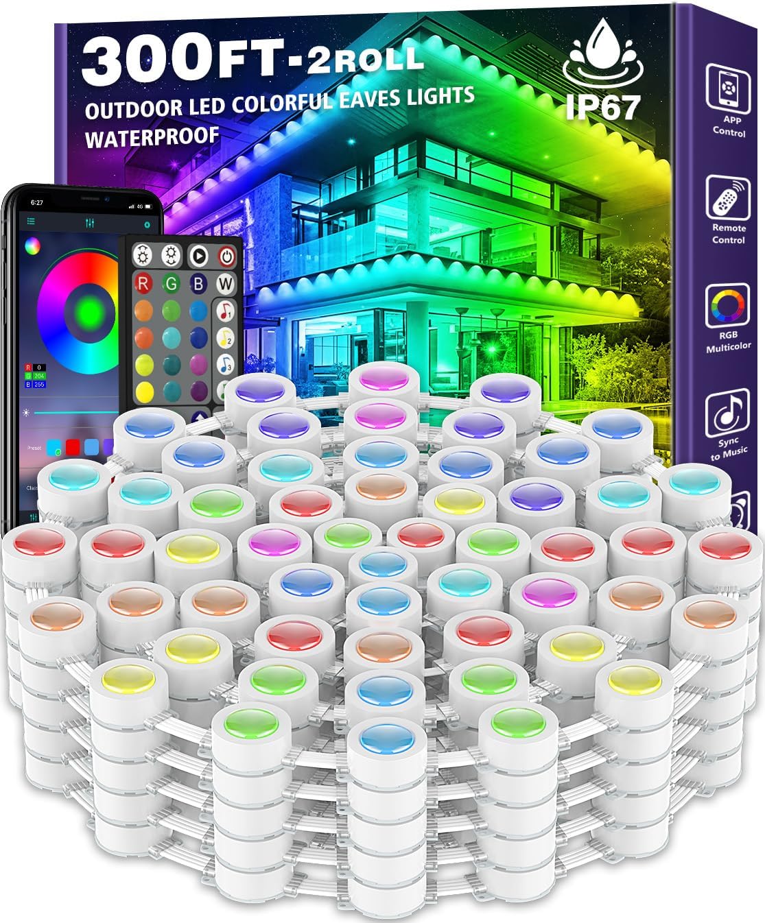 Smart Outdoor RGB LED Lights, 300FT