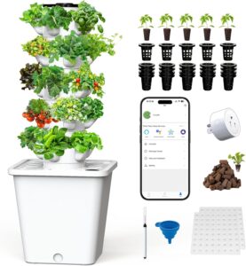 Sjzx 8L Hydroponic Tower, 25 Pods, WiFi & Timer