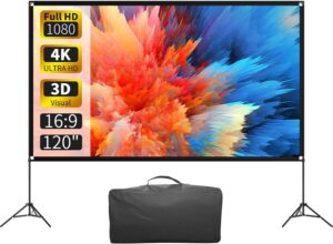 120" 4K HD Portable Projector Screen w/Stand