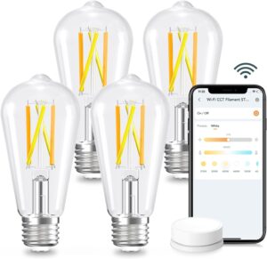 Linkind Smart WiFi Edison Bulbs, 4-Pack