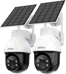 AOSU 3K Solar Security Cameras 2-Pack