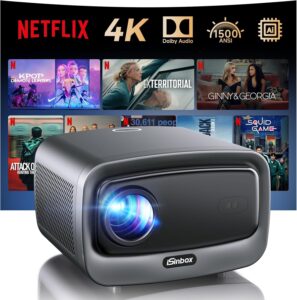 4K Smart Projector w/ WiFi 6, Bluetooth 5.3, Dolby Audio