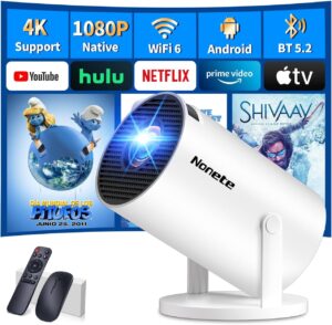 4K WiFi 6 Bluetooth 5.2 Auto Keystone Rotatable Projector