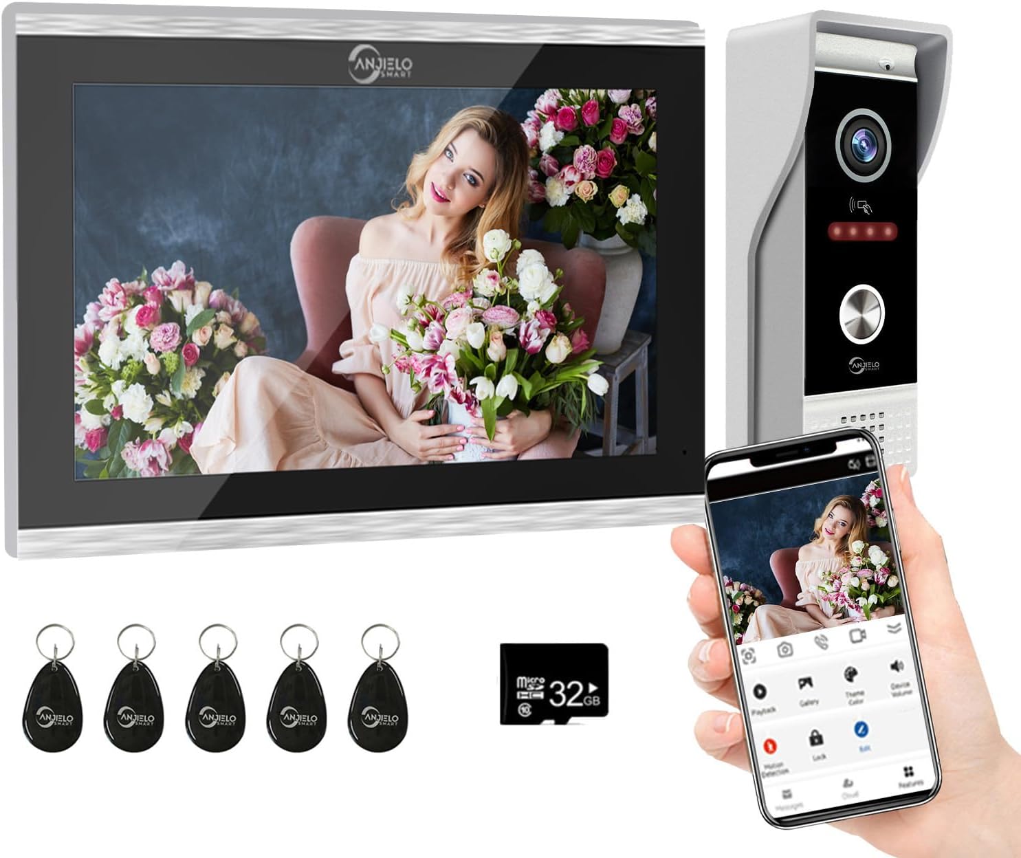 10" WiFi Smart Video Doorbell Intercom, 1080P, TUYA, 32G