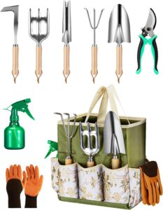 Premium 9-Pc Gardening Tool Set for Women - Green
