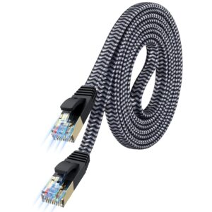 Cat 7 Flat Ethernet Cable, Nylon Braided, 6.6FT, Shielded LAN