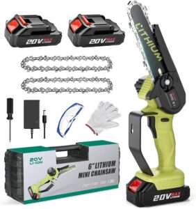 Mini Chainsaw Cordless, 6-Inch 2-Battery
