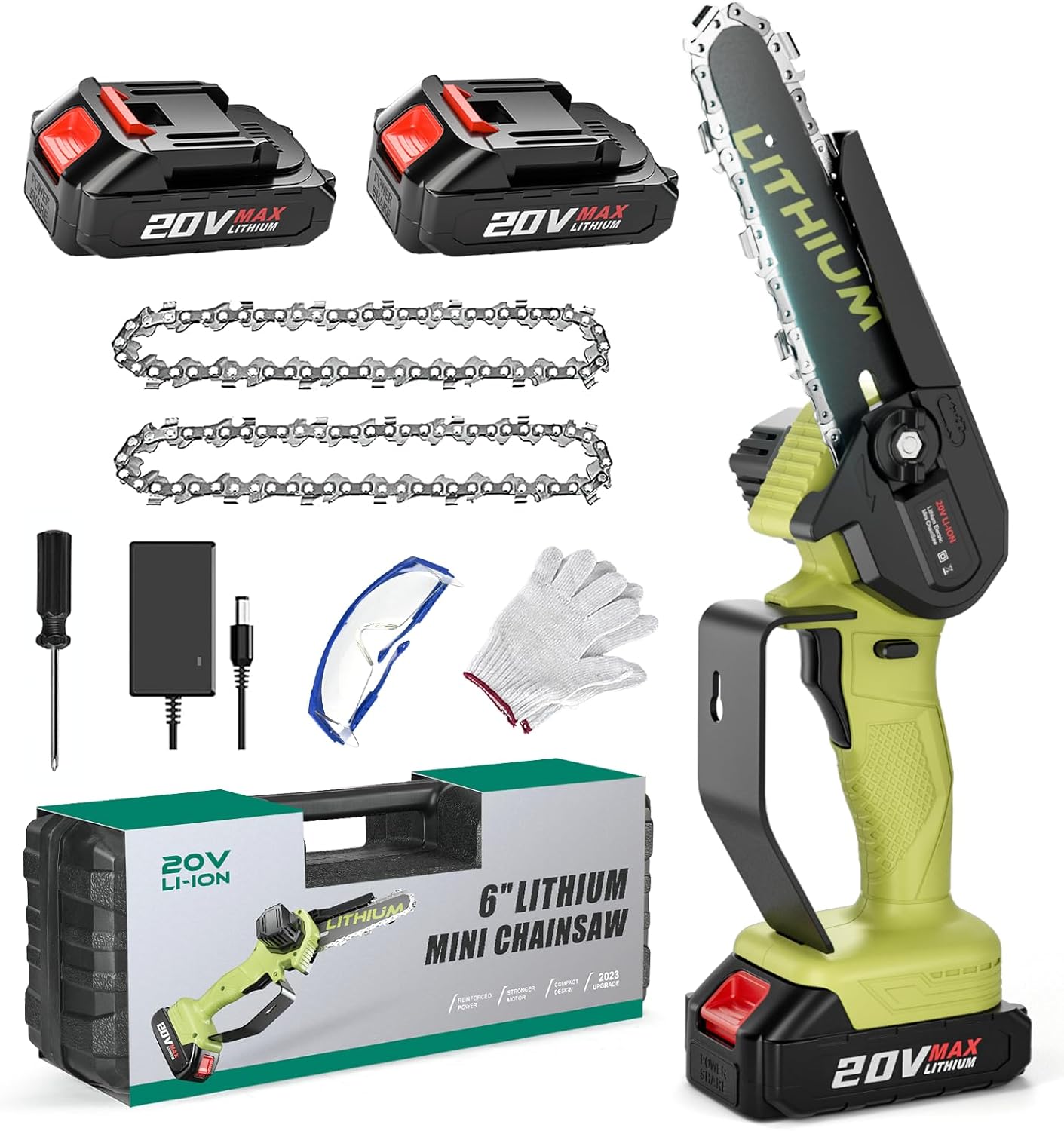 Mini Chainsaw Cordless, 6-Inch 2-Battery