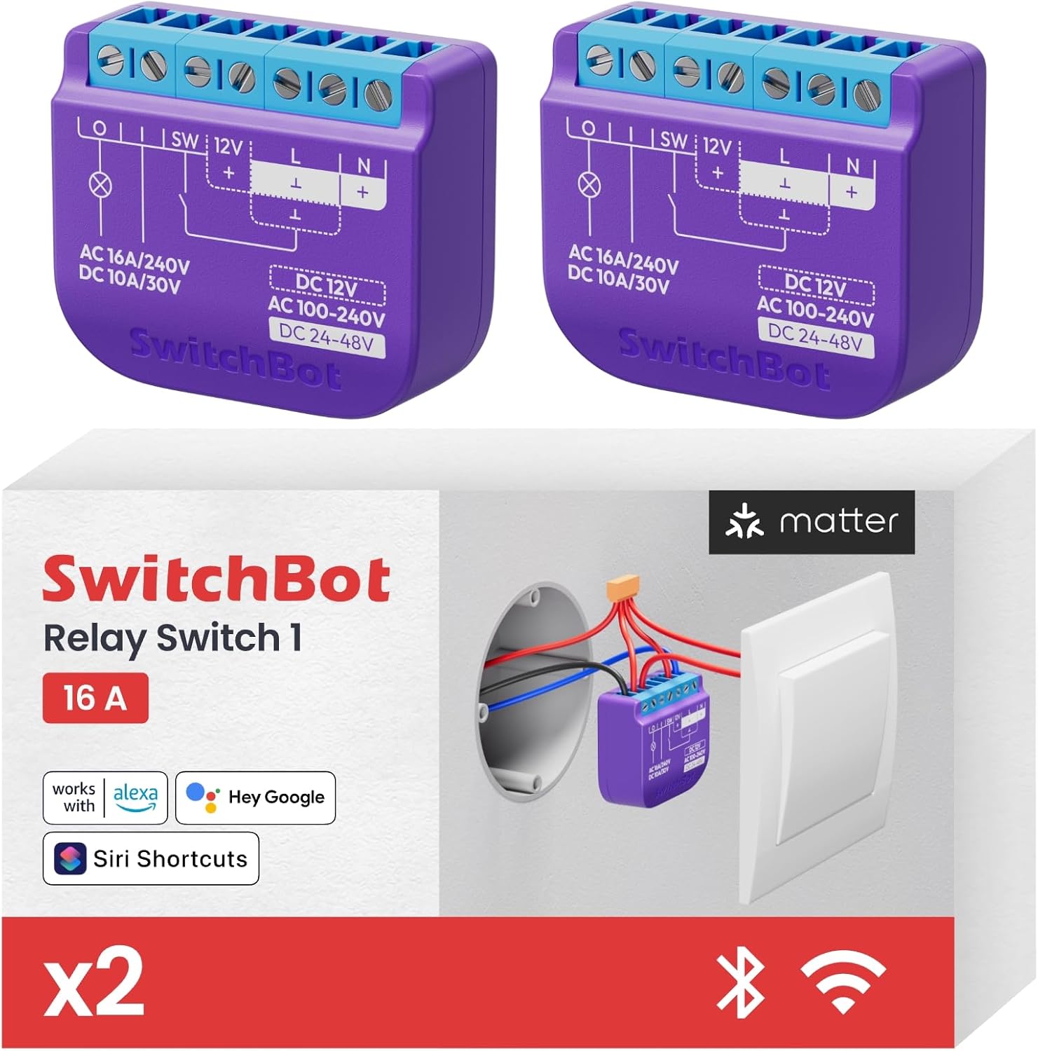 SwitchBot Relay Switch 2-Pack, Hub Required