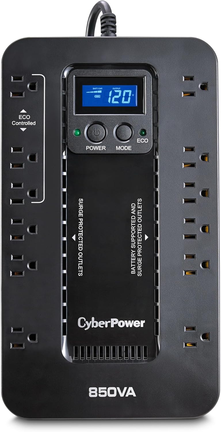 CyberPower 850VA UPS, 12 Outlets, Compact