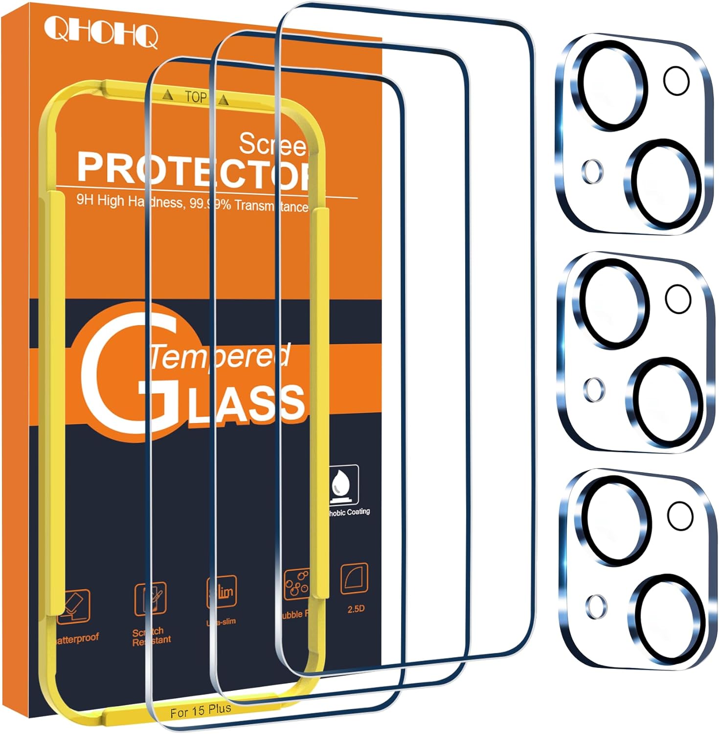 iPhone 15 Plus 3X Screen & Lens Protector - 9H Glass