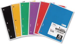 Mead 6pk 1-Subject Notebook, 7.5x10.5", 70sht