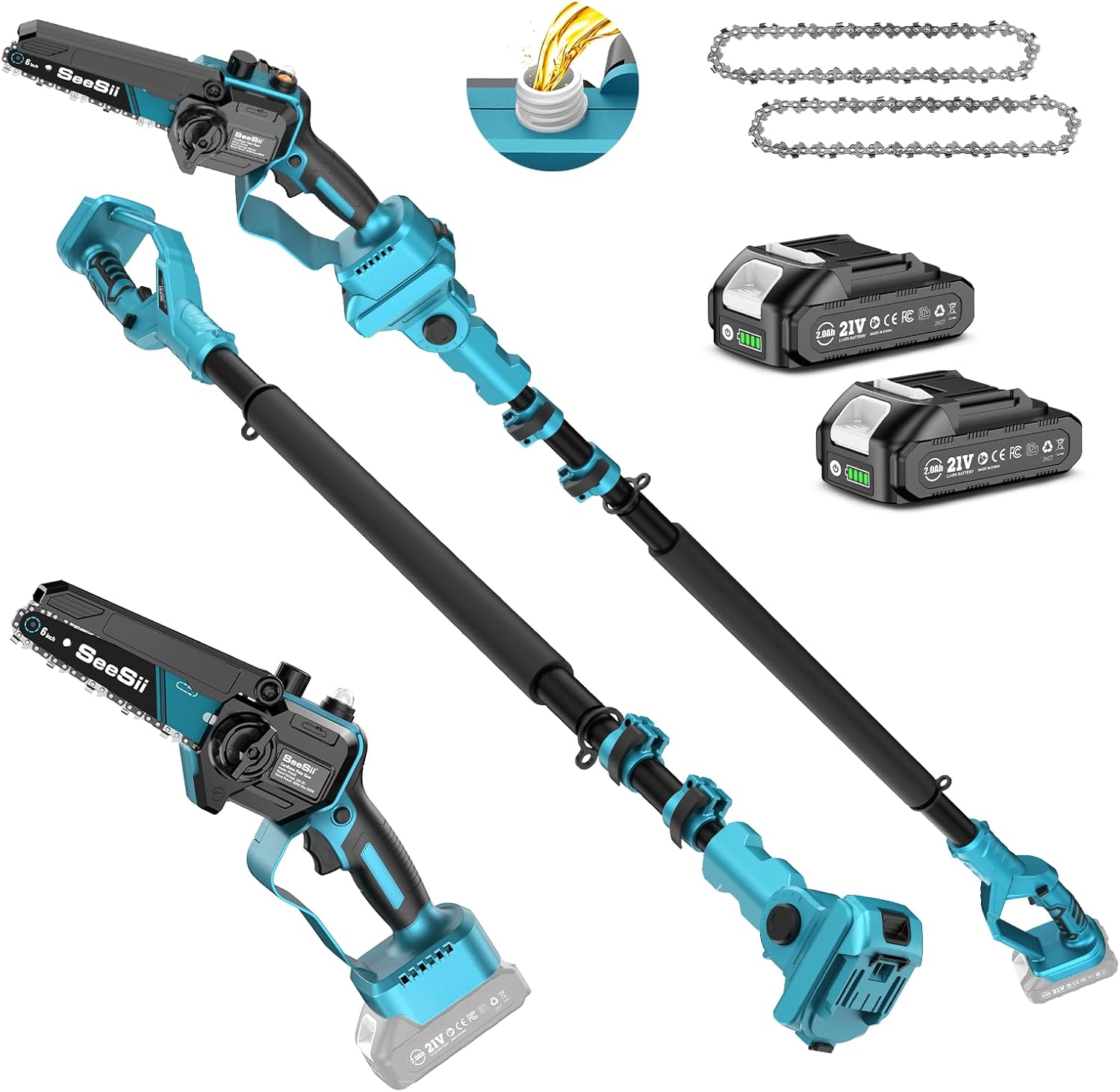 SEESII Cordless Pole Saw with Battery