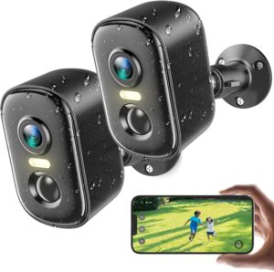 2K Outdoor WiFi Security Cameras 2-Pack