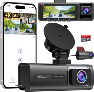 3CH 5G WiFi Dash Cam 4K+2x1080P 64GB