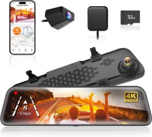 WOLFBOX G840S 12" 4K Mirror Dash Cam w/ WiFi & GPS