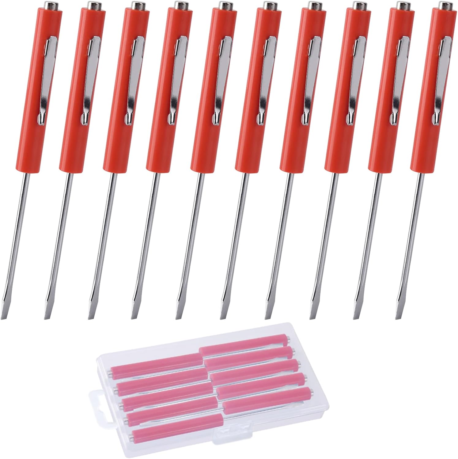 10PCS Magnetic Mini Screwdriver Set - Red