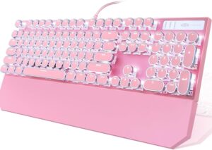 Pink Retro Punk Gaming Keyboard, 104 Keys