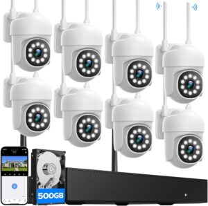 CAMCAMP 16CH 4K NVR, 8PC PTZ WiFi Camera Kit