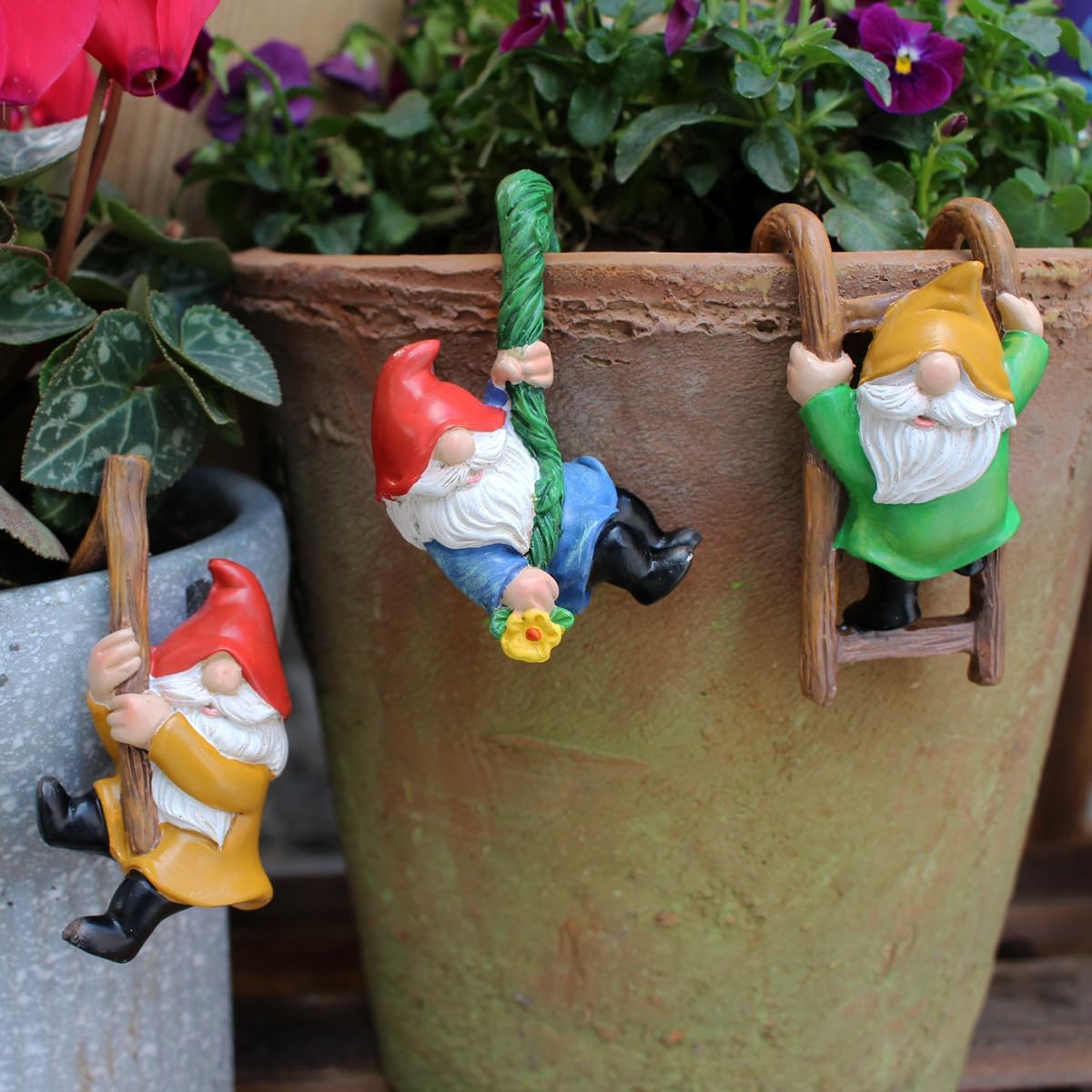 Climbing Gnome Statues for Plant Pots