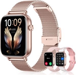 Women's 1.83" Smartwatch: Calls, Fitness, 120+ Modes, IP68, Rose Gold