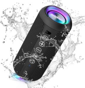 Ortizan IPX7 24W BT 5.3 Speaker, 30H Play, LED, Stereo, Black