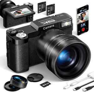 FLATIC 5K WiFi Camera, 64MP, 18X Zoom, 64GB Card
