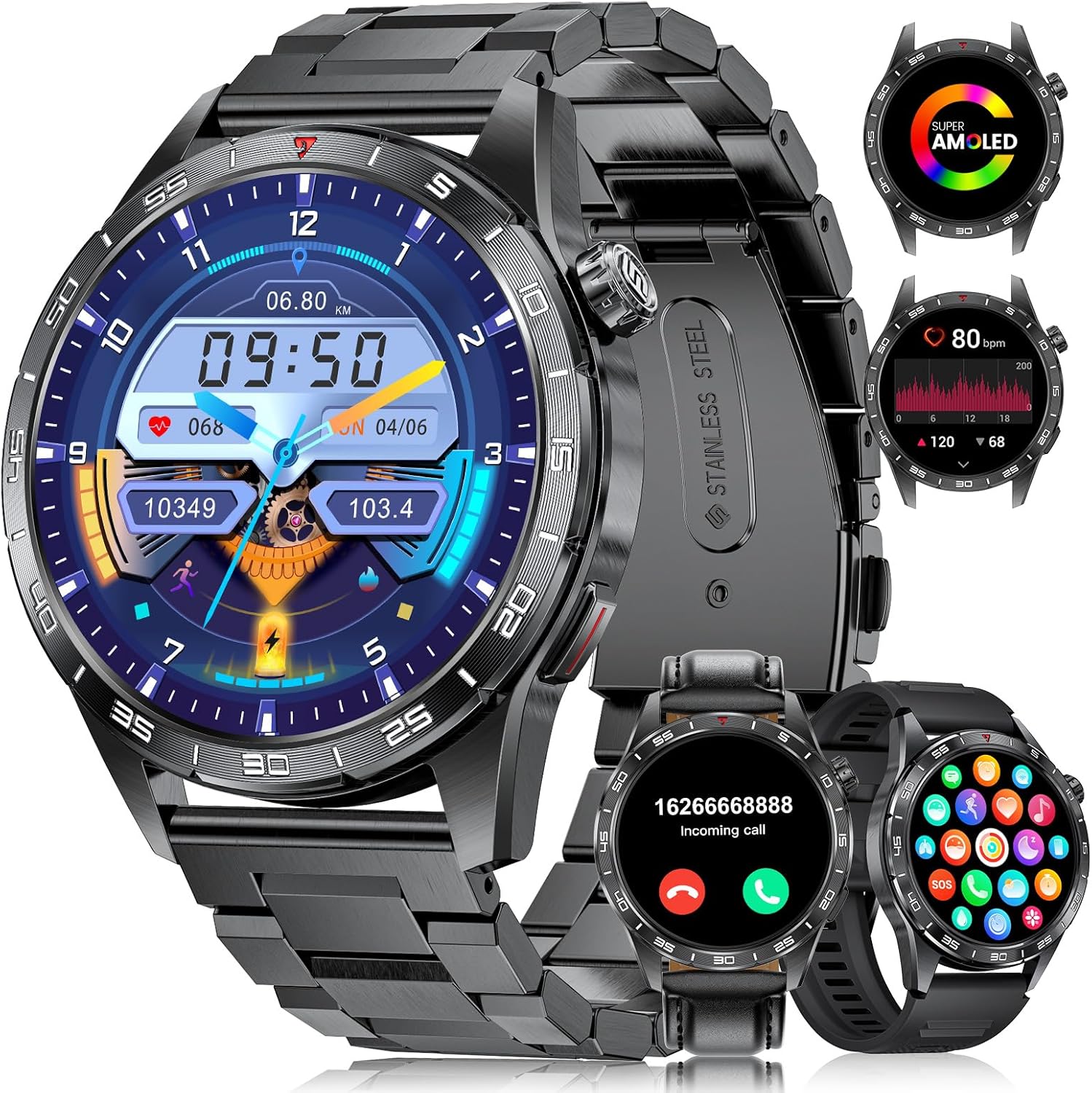 LIGE Smart Watch: AMOLED, 110+ Sports, IP68, Android/iOS