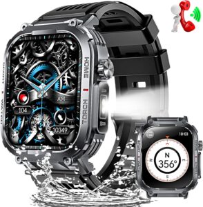 Military Smart Watch: LED, Compass, Fitness Tracker, Waterproof