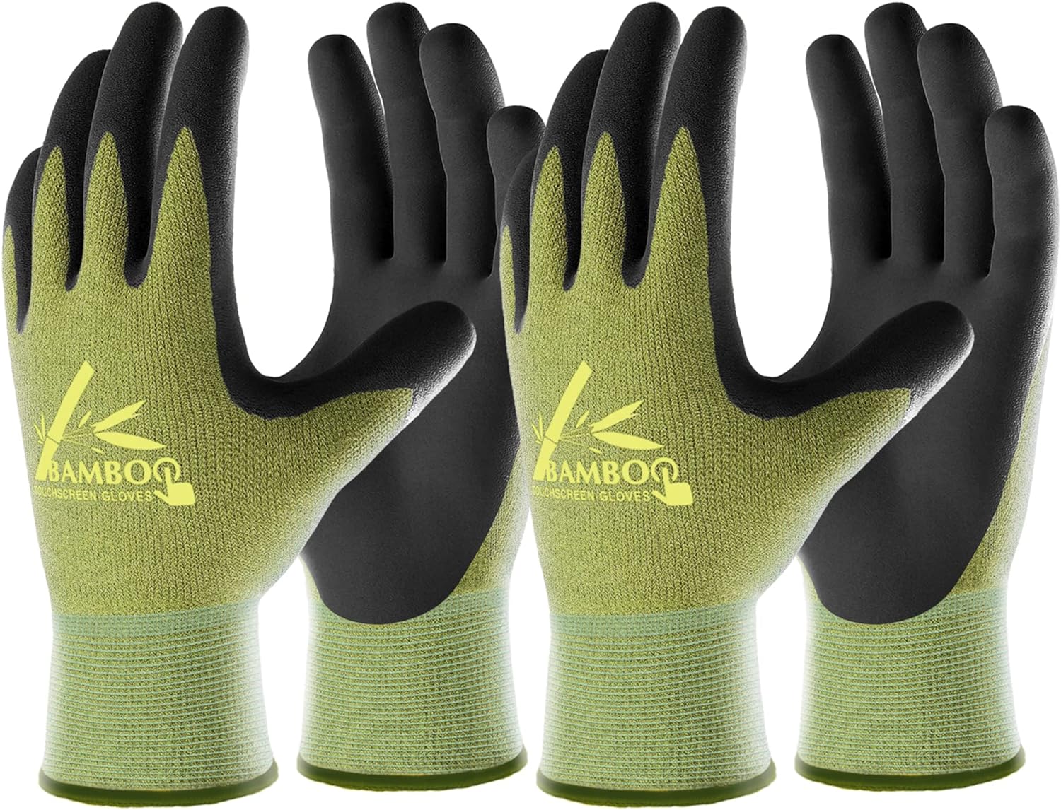 COOLJOB 2 Pairs Gardening Gloves, Green/Black, M