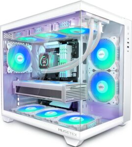 MUSETEX Y6 White ATX Case, 6 ARGB Fans