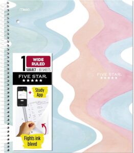 Five Star Spiral Notebook, Pastel Waves