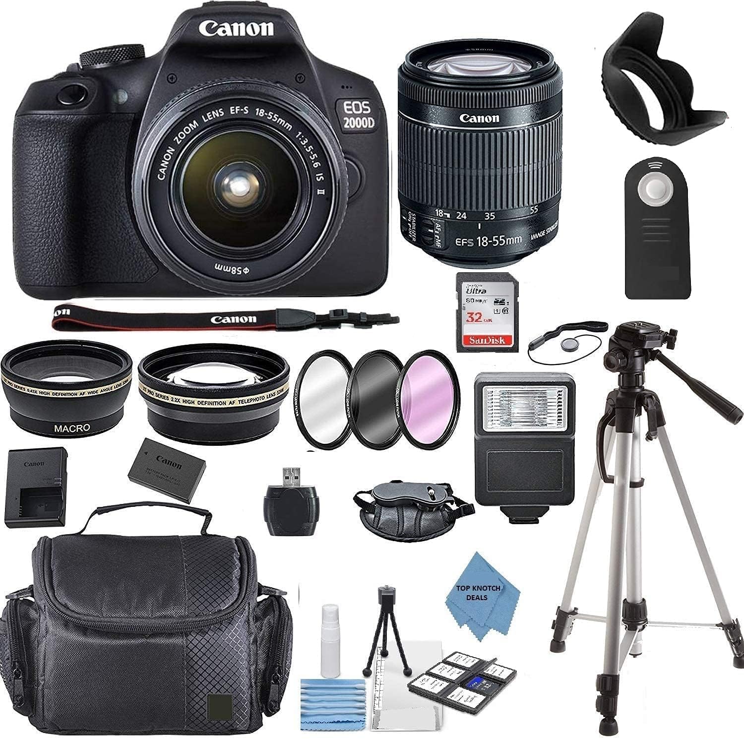 Canon EOS 2000D DSLR Camera Kit (Renewed)