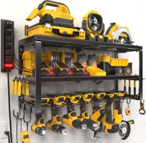 Wall-Mount Tool Organizer with Charging & 6 Outlets