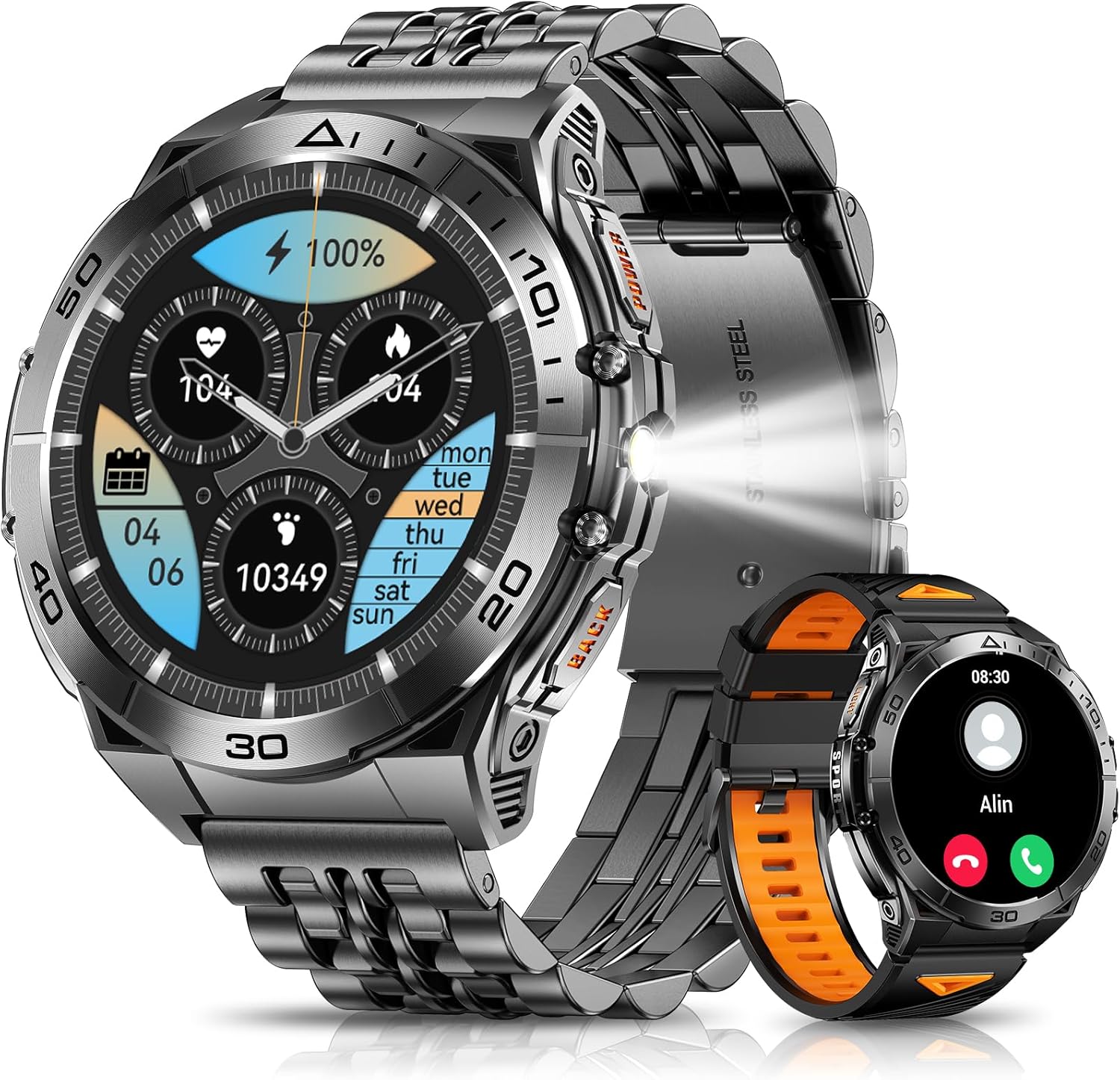 Military Smartwatch: Bluetooth, 1.6" AMOLED, 116 Modes