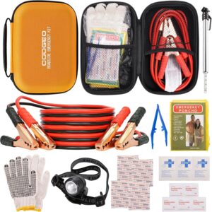 Orange Car Emergency Kit with Jumper Cables