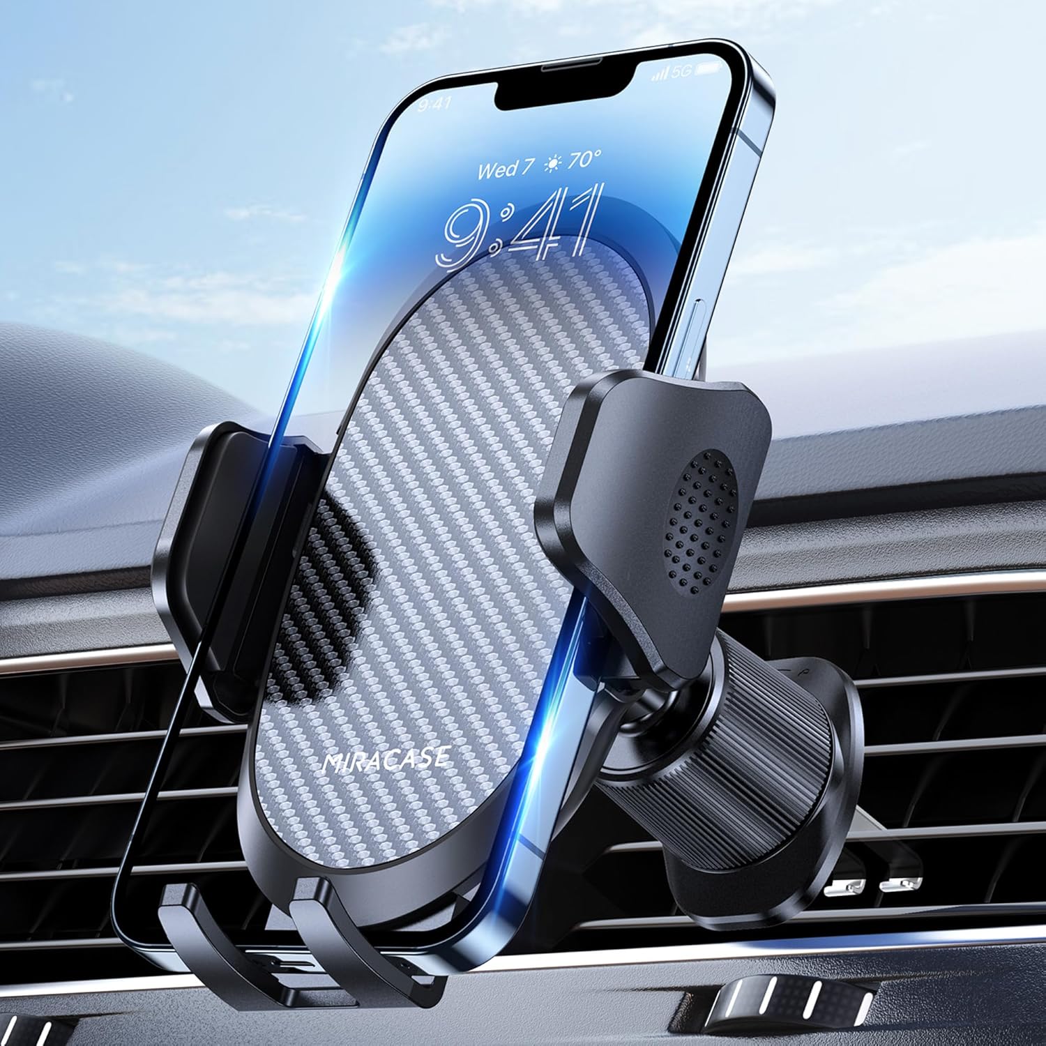 Miracase Car Phone Holder with Metal Clip, Black