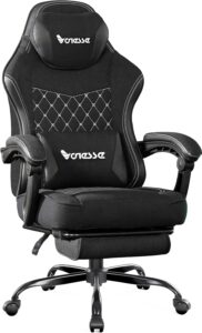 Vonesse Gaming Chair w/ Footrest & Lumbar Support (Black)