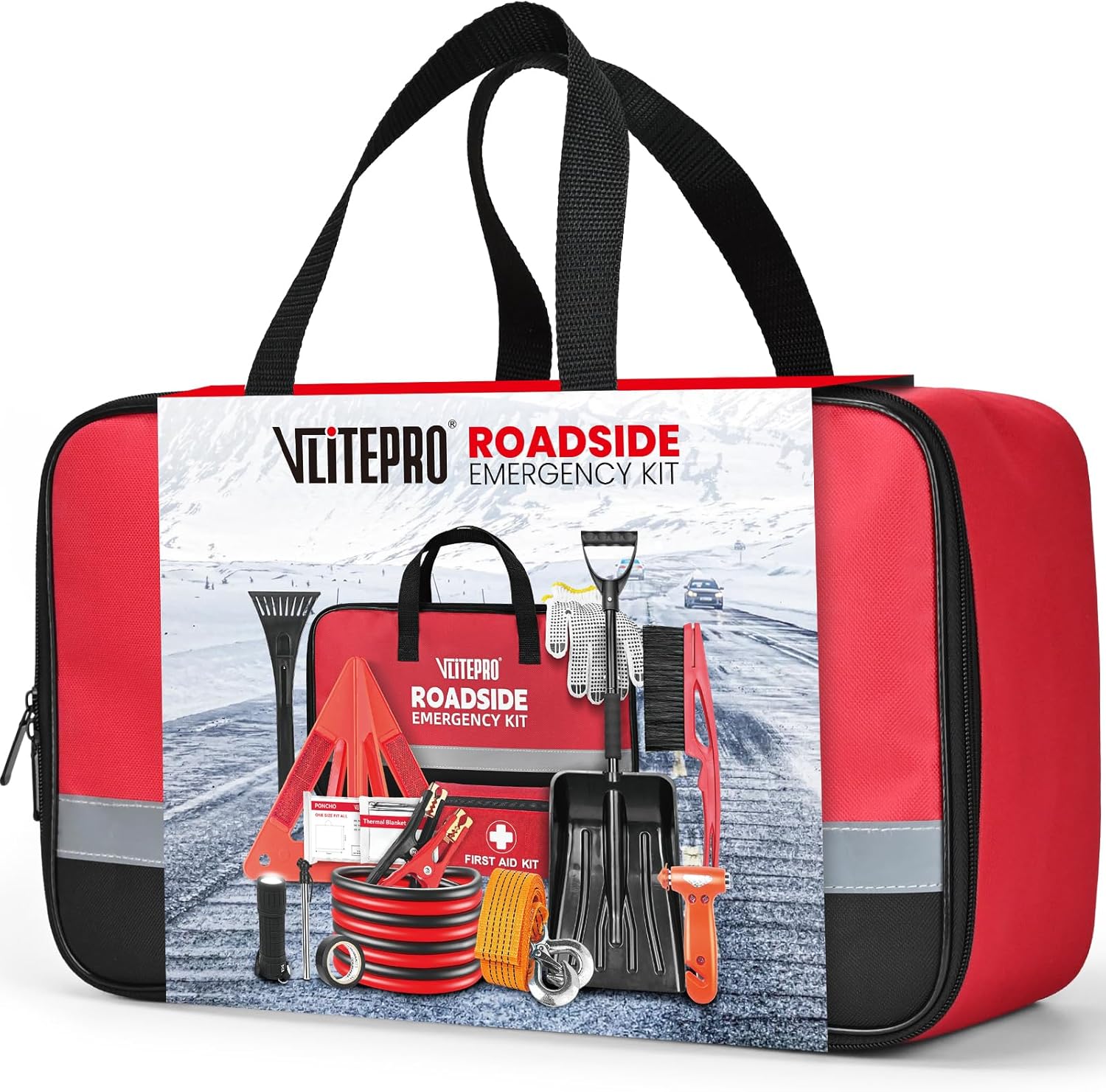 Roadside Emergency Car Kit with Jumper Cables & Tools