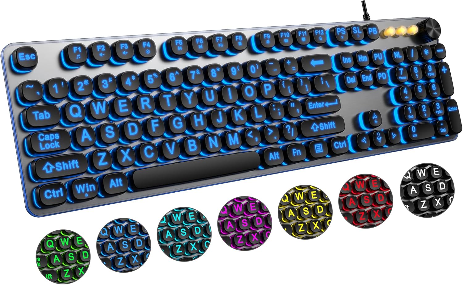 7-Color Backlit Large Print Keyboard for PC