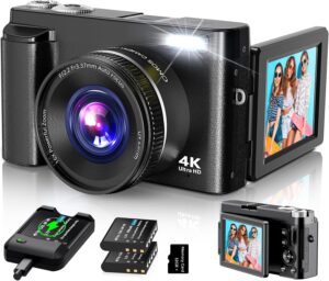 48MP 4K Vlog Camera w/ 16X Zoom & Flip Screen